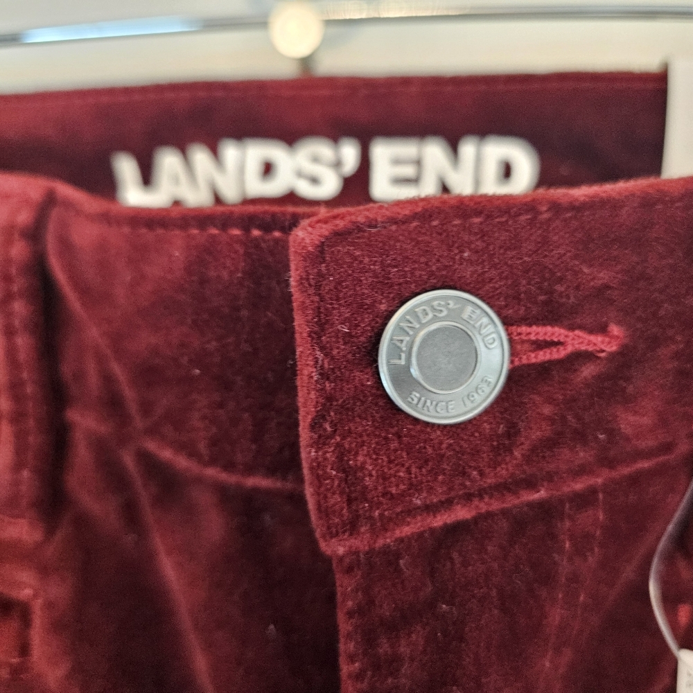 NWT Lands' End Richest Garnet Mid Rise Velvet Pants Size 6 - Picture 3 of 10